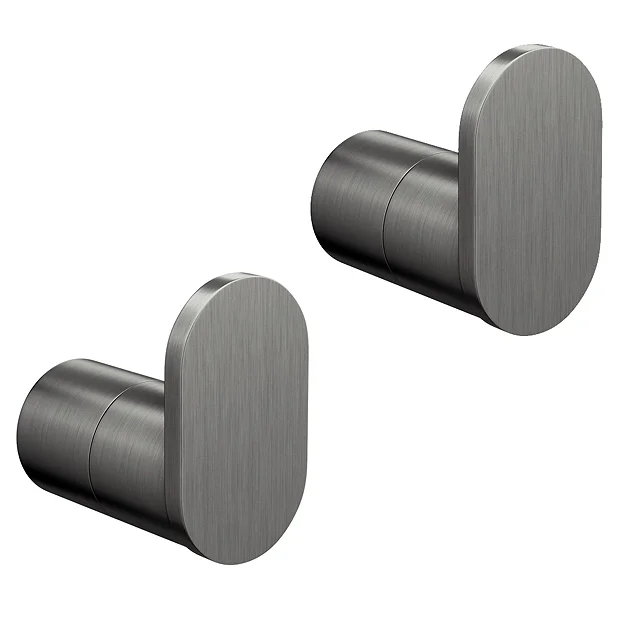 2 X Arezzo Gunmetal Grey Robe/Towel Hooks 1 2 X Arezzo Gunmetal Grey Robe/Towel Hooks