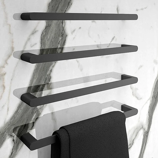 Arezzo 4-Bar Matt Black Round Towel Rail 2 Arezzo 4-Bar Matt Black Round Towel Rail - Image 2