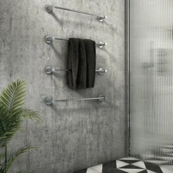 Arezzo 4-Bar Industrial Style Chrome Round Towel Rail -Bathroom Furniture Store 4xischrtb d1
