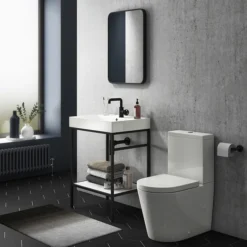 Arezzo BTW Close Coupled Toilet + Soft Close Seat -Bathroom Furniture Store arzbtwcc d4