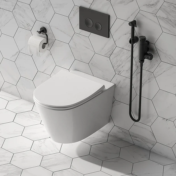 Arezzo Round Thermostatic Douche Bar Valve Matt Black 4 Arezzo Round Thermostatic Douche Bar Valve Matt Black - Image 4