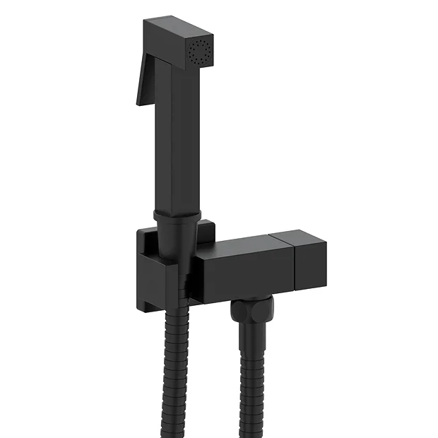 Arezzo Square Douche Shower Spray Kit With Bar Shut-Off Valve And Hose Matt Black 1 Arezzo Square Douche Shower Spray Kit With Bar Shut-Off Valve And Hose Matt Black