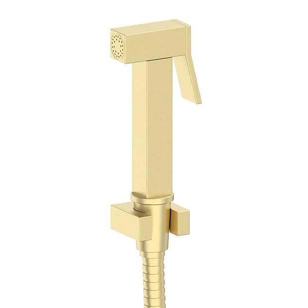 Arezzo Square Douche Shower Spray Kit With Wall Bracket And Hose Brushed Brass 1 Arezzo Square Douche Shower Spray Kit With Wall Bracket And Hose Brushed Brass
