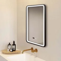 Arezzo Matt Black 500 X 700mm Rectangular LED Illuminated Anti-Fog Bathroom Mirror With Time Display 7 Arezzo Matt Black 500 X 700mm Rectangular LED Illuminated Anti-Fog Bathroom Mirror With Time Display -Bathroom Furniture Store arzim01mb d1