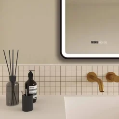 Arezzo Matt Black 500 X 700mm Rectangular LED Illuminated Anti-Fog Bathroom Mirror With Time Display 8 Arezzo Matt Black 500 X 700mm Rectangular LED Illuminated Anti-Fog Bathroom Mirror With Time Display -Bathroom Furniture Store arzim01mb d2