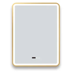 Arezzo Brushed Brass 600 X 800mm Rectangular LED Illuminated Anti-Fog Bathroom Mirror With Time Display 9 Arezzo Brushed Brass 600 X 800mm Rectangular LED Illuminated Anti-Fog Bathroom Mirror With Time Display -Bathroom Furniture Store arzim02bb d2