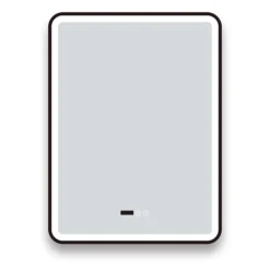 Arezzo Matt Black 600 X 800mm Rectangular LED Illuminated Anti-Fog Bathroom Mirror With Time Display -Bathroom Furniture Store arzim02mb d3