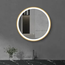 Arezzo Brushed Brass 600mm Round LED Illuminated Anti-Fog Bathroom Mirror 9 Arezzo Brushed Brass 600mm Round LED Illuminated Anti-Fog Bathroom Mirror -Bathroom Furniture Store arzim08bb d3