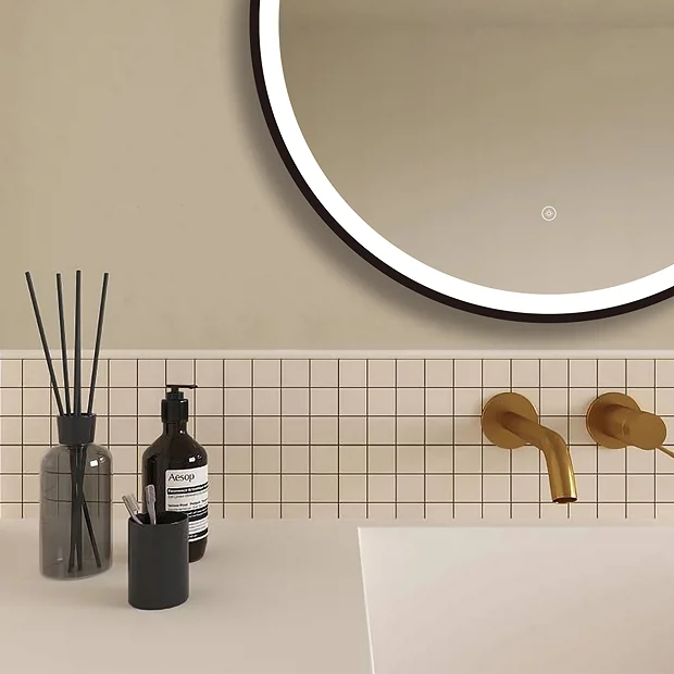 Arezzo Matt Black 700mm Round LED Illuminated Anti-Fog Bathroom Mirror 1 Arezzo Matt Black 700mm Round LED Illuminated Anti-Fog Bathroom Mirror