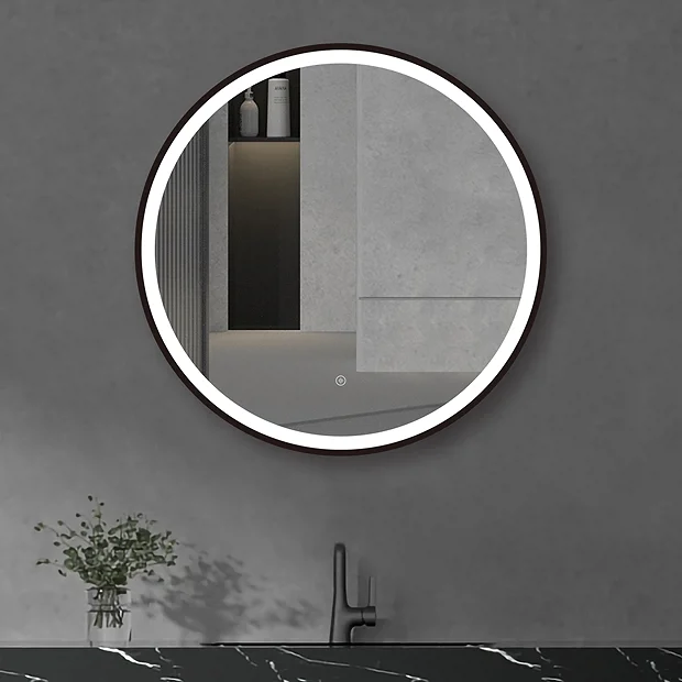 Arezzo Matt Black 700mm Round LED Illuminated Anti-Fog Bathroom Mirror 2 Arezzo Matt Black 700mm Round LED Illuminated Anti-Fog Bathroom Mirror - Image 2