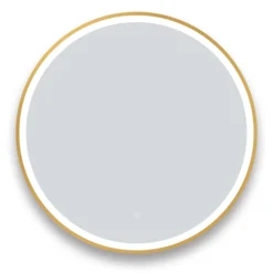 Arezzo Brushed Brass 800mm Round LED Illuminated Anti-Fog Bathroom Mirror -Bathroom Furniture Store arzim10bb d1