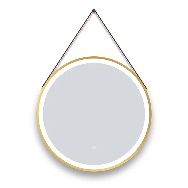 Arezzo Brushed Brass Hanging 600mm Round LED Illuminated Anti-Fog Bathroom Mirror 3 Arezzo Brushed Brass Hanging 600mm Round LED Illuminated Anti-Fog Bathroom Mirror - Image 3