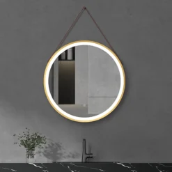 Arezzo Brushed Brass Hanging 600mm Round LED Illuminated Anti-Fog Bathroom Mirror 7 Arezzo Brushed Brass Hanging 600mm Round LED Illuminated Anti-Fog Bathroom Mirror -Bathroom Furniture Store arzim11bb d2