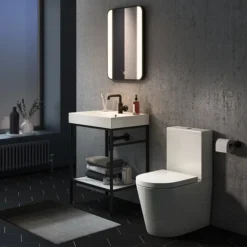 Arezzo Matt Black 500 X 700mm Rectangular LED Illuminated Anti-Fog Bathroom Mirror