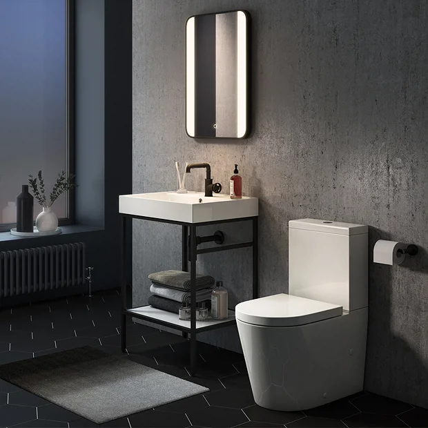 Arezzo Matt Black 500 X 700mm Rectangular LED Illuminated Anti-Fog Bathroom Mirror 1 Arezzo Matt Black 500 X 700mm Rectangular LED Illuminated Anti-Fog Bathroom Mirror
