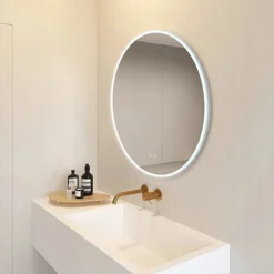 Arezzo 800mm Large Round LED Illuminated Anti-Fog Mirror + Bluetooth -Bathroom Furniture Store az045 d4n