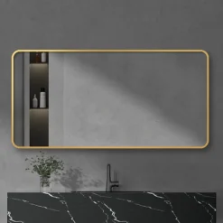Arezzo Brushed Brass Framed Bathroom Mirror - 1400 X 700mm 8 Arezzo Brushed Brass Framed Bathroom Mirror - 1400 X 700mm -Bathroom Furniture Store az147cvbb d2