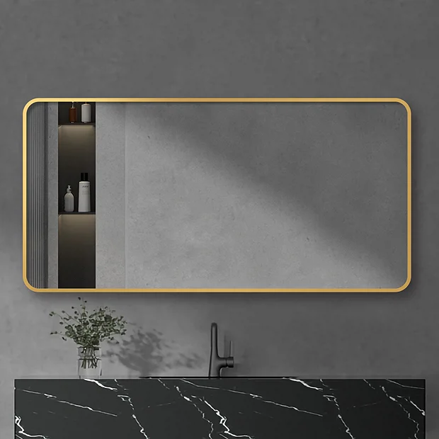 Arezzo Brushed Brass Framed Bathroom Mirror - 1400 X 700mm 4 Arezzo Brushed Brass Framed Bathroom Mirror - 1400 X 700mm - Image 4
