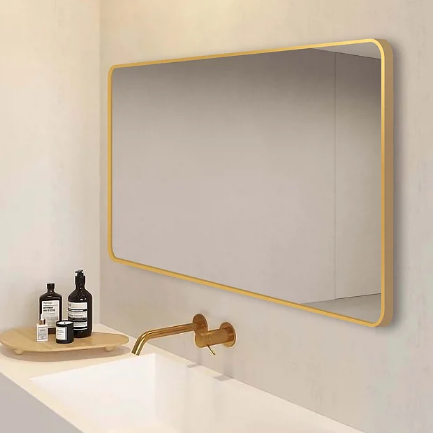 Arezzo Brushed Brass Framed Bathroom Mirror - 1400 X 700mm 2 Arezzo Brushed Brass Framed Bathroom Mirror - 1400 X 700mm - Image 2