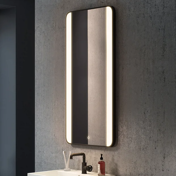 Arezzo Matt Black 600 X 1200mm Rectangular LED Illuminated Anti-Fog Bathroom Mirror 2 Arezzo Matt Black 600 X 1200mm Rectangular LED Illuminated Anti-Fog Bathroom Mirror - Image 2