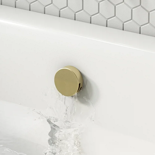 Arezzo Brushed Brass Round Slimline Freeflow Bath Filler Waste And Overflow 4 Arezzo Brushed Brass Round Slimline Freeflow Bath Filler Waste And Overflow - Image 4