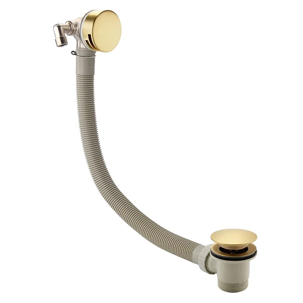 Arezzo Brushed Brass Round Slimline Freeflow Bath Filler Waste And Overflow 2 Arezzo Brushed Brass Round Slimline Freeflow Bath Filler Waste And Overflow - Image 2