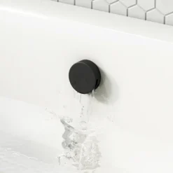 Arezzo Matt Black Round Slimline Freeflow Bath Filler Waste And Overflow -Bathroom Furniture Store az243mb n d1