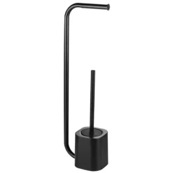 Arezzo Black Free Standing Toilet Brush + Roll Holder