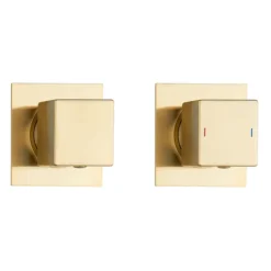 Arezzo Square Brushed Brass Concealed Individual Diverter + Thermostatic Control Shower Valve -Bathroom Furniture Store az39asbbd1 1