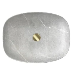 Bathroom Furniture Store 27 Arezzo 505 X 385mm Curved Rectangular Counter Top Basin - Light Grey Marble Effect