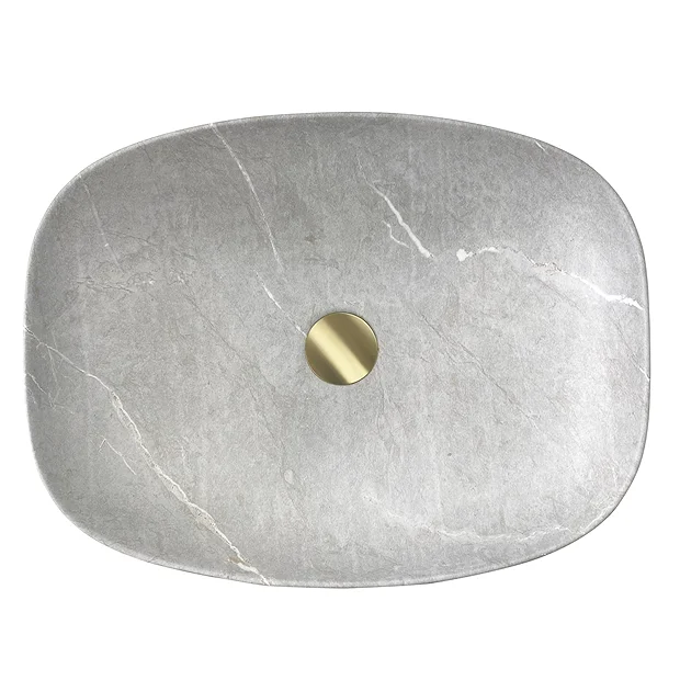 Arezzo 505 X 385mm Curved Rectangular Counter Top Basin - Light Grey Marble Effect 1 Arezzo 505 X 385mm Curved Rectangular Counter Top Basin - Light Grey Marble Effect