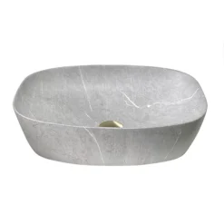 Arezzo 505 X 385mm Curved Rectangular Counter Top Basin - Light Grey Marble Effect 7 Arezzo 505 X 385mm Curved Rectangular Counter Top Basin - Light Grey Marble Effect -Bathroom Furniture Store az505lgm n d1