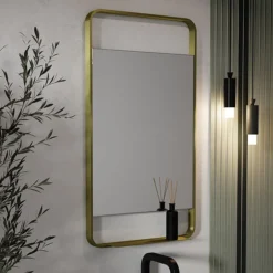 Arezzo Brushed Brass 550 X 1000mm Mirror With Shelf 5 Arezzo Brushed Brass 550 X 1000mm Mirror With Shelf -Bathroom Furniture Store az55100bb d1