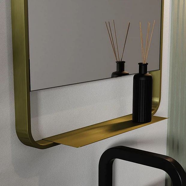 Arezzo Brushed Brass 550 X 1000mm Mirror With Shelf 1 Arezzo Brushed Brass 550 X 1000mm Mirror With Shelf