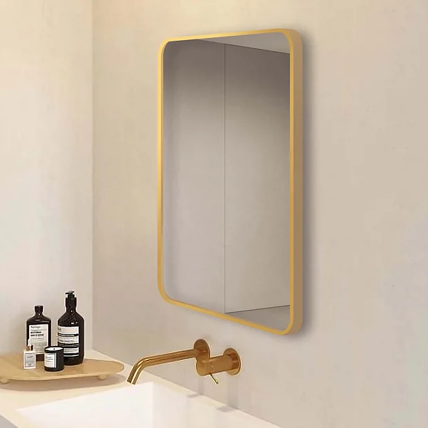 Arezzo Brushed Brass 700 X 500 Rectangular Mirror 2 Arezzo Brushed Brass 700 X 500 Rectangular Mirror - Image 2