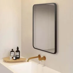 Arezzo Matt Black 700 X 500 Rectangular Mirror -Bathroom Furniture Store az57mb d5