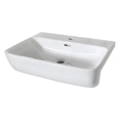 Arezzo 565mm Curved Semi-Recessed Basin - Gloss White