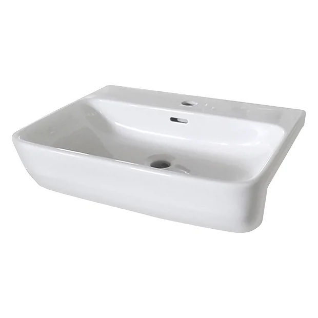 Arezzo 565mm Curved Semi-Recessed Basin - Gloss White 1 Arezzo 565mm Curved Semi-Recessed Basin - Gloss White
