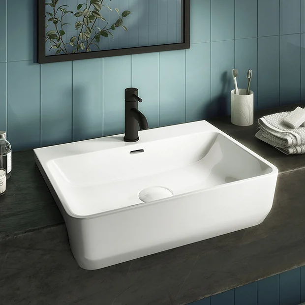 Arezzo 565mm Curved Semi-Recessed Basin - Gloss White 2 Arezzo 565mm Curved Semi-Recessed Basin - Gloss White - Image 2