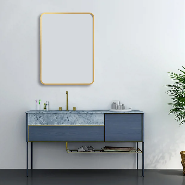 Arezzo Brushed Brass 800 X 600 Rectangular Mirror 1 Arezzo Brushed Brass 800 X 600 Rectangular Mirror