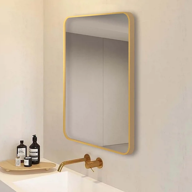 Arezzo Brushed Brass 800 X 600 Rectangular Mirror 2 Arezzo Brushed Brass 800 X 600 Rectangular Mirror - Image 2