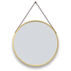 Arezzo Brushed Brass Hanging 600mm Round Bathroom Mirror -Bathroom Furniture Store az6hmbb d1