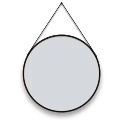 Arezzo Matt Black Hanging 600mm Round Bathroom Mirror -Bathroom Furniture Store az6hmmb d1