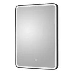 Arezzo Matt Black 500 X 700 LED Illuminated Border Mirror Incl. Touch Sensor + Anti-Fog -Bathroom Furniture Store az701 d1