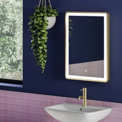Arezzo 700 X 500mm Brushed Brass LED Touch Sensor Mirror + Anti-Fog 9 Arezzo 700 X 500mm Brushed Brass LED Touch Sensor Mirror + Anti-Fog -Bathroom Furniture Store az702 d2