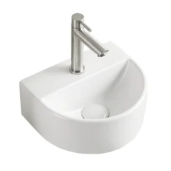 Arezzo Matt White Round Wall Hung Cloakroom Basin 1TH (303 X 255mm)