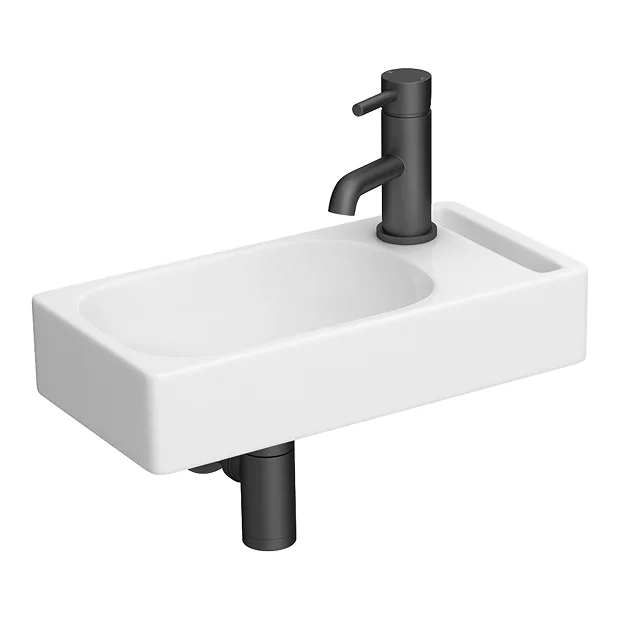 Arezzo Square Wall Hung Cloakroom Basin W. Integrated Towel Rail - Gloss White 1 Arezzo Square Wall Hung Cloakroom Basin W. Integrated Towel Rail - Gloss White