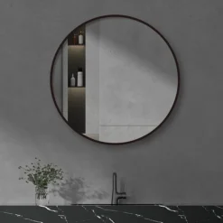 Arezzo Matt Black 700mm Round Mirror -Bathroom Furniture Store az7brm d3