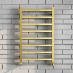 Arezzo Cube Brushed Brass 800 X 500 Heated Towel Rail