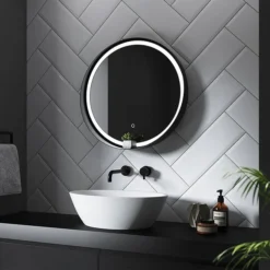 Arezzo Matt Black 600mm Round Colour Changing LED Illuminated Bathroom Mirror With Anti-Fog 5 Arezzo Matt Black 600mm Round Colour Changing LED Illuminated Bathroom Mirror With Anti-Fog -Bathroom Furniture Store az8930mb d1